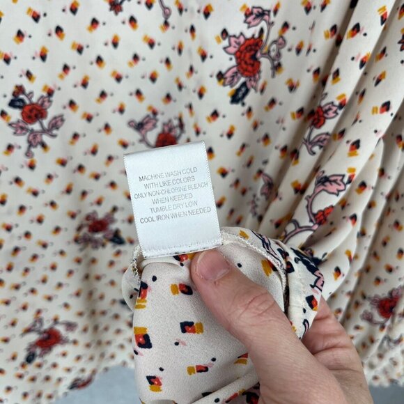 ModCloth A Grace of Ones Own Chiffon Blouse Size 4X Ivory Floral Print Ruffle - Picture 9 of 13